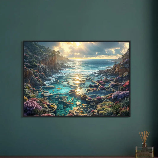 Framed coastal landscape art poster from Garden of the Tides Coastal Reverie Edition