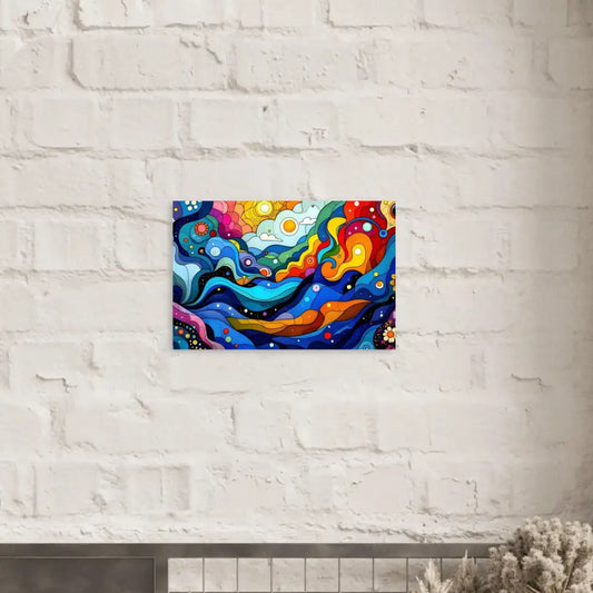 Colorful abstract layered spectrum wall art in framed poster by PixiOnyx