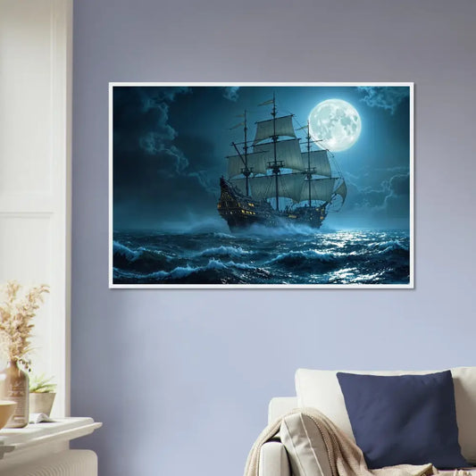 Framed ship painting from PixiOnyx Nautical Dreamscape poster collection