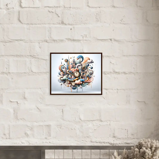 Framed whimsical clockwork art wall decor for Pastel Mechanica surreal wall accent