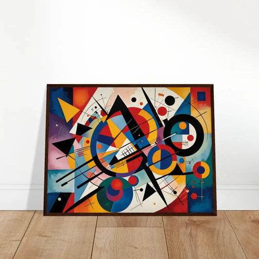 Framed abstract geometric painting from PixiOnyx Rhythmic Geometry collection