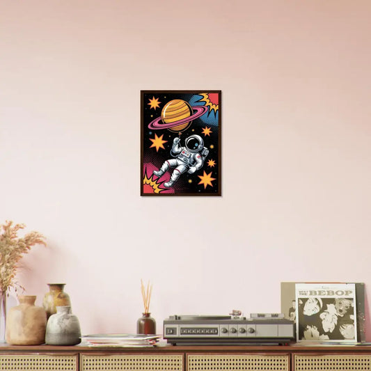 Framed pop-art astronaut poster on vivid clarity FSC-certified pine matte white paper