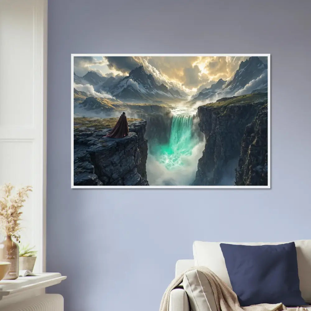 Framed landscape art poster titled The Edge of Silence from PixiOnyx Alpine Reverie Edition