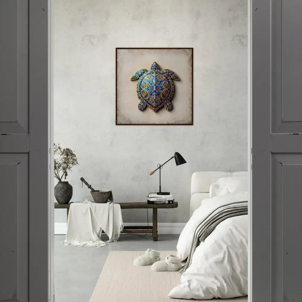 Ornate turtle wall art framed as Turtle Sigil Shell of Patterns by PixiOnyx