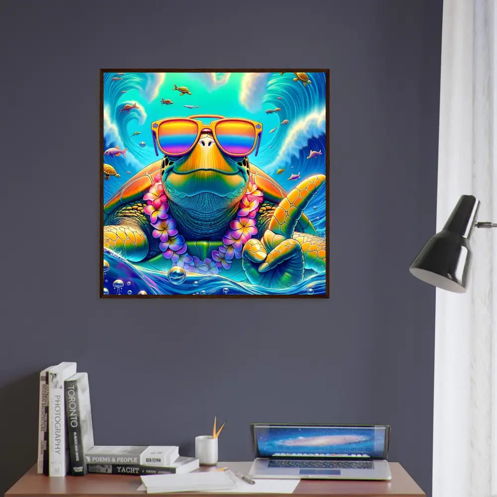 Framed turtle art from the Turtle-y Misunderstood Bro Poster by PixiOnyx Wall Feature