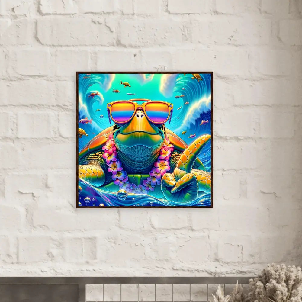 Framed turtle art poster titled Turtle-y Misunderstood Bro by PixiOnyx Wall Feature