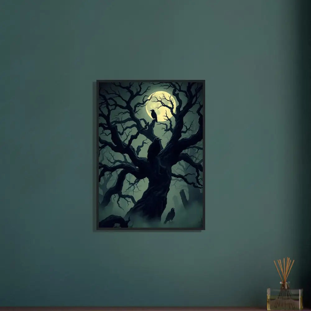 Framed spooky tree art from Watcher of the Crooked Moon PixiOnyx Nocturne Frame Series