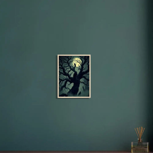 Framed spooky tree wall art from PixiOnyx Nocturne Series Watcher of the Crooked Moon