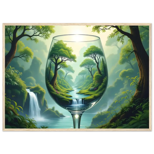 Framed surreal forest landscape with wine glass for PixiOnyx Dreamcore Display