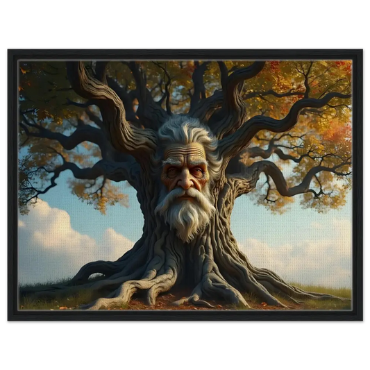 Framed Treeface Canvas depicting a wise old man’s face with tree branches for a woodland display