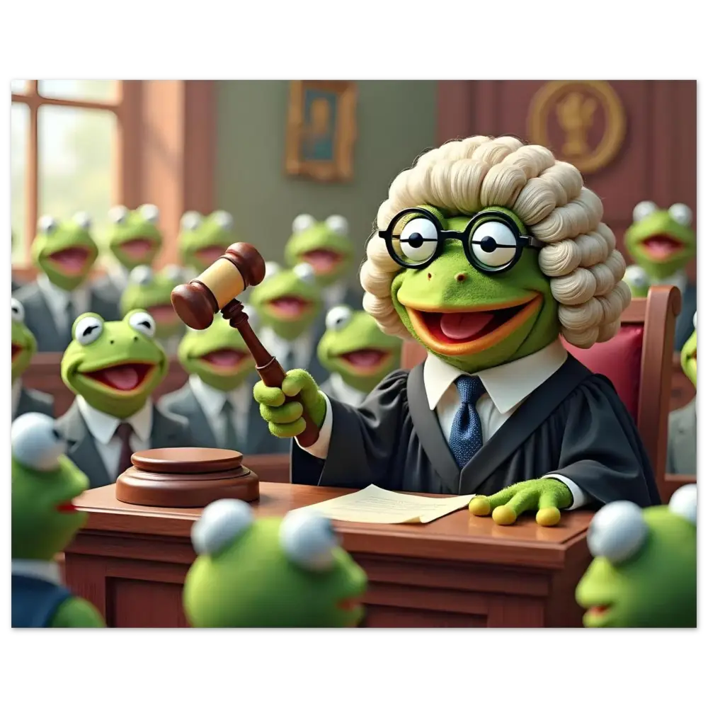 Kermit the Frog as a judge in the Frog Court Poster by PixiOnyxAbsurdistFineArt