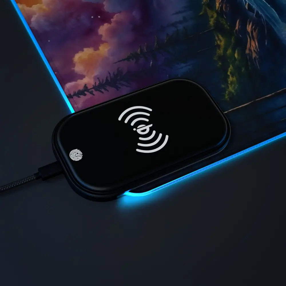 Gaming Mouse Pad Celestial Tide with wireless charging pad and illuminated edges