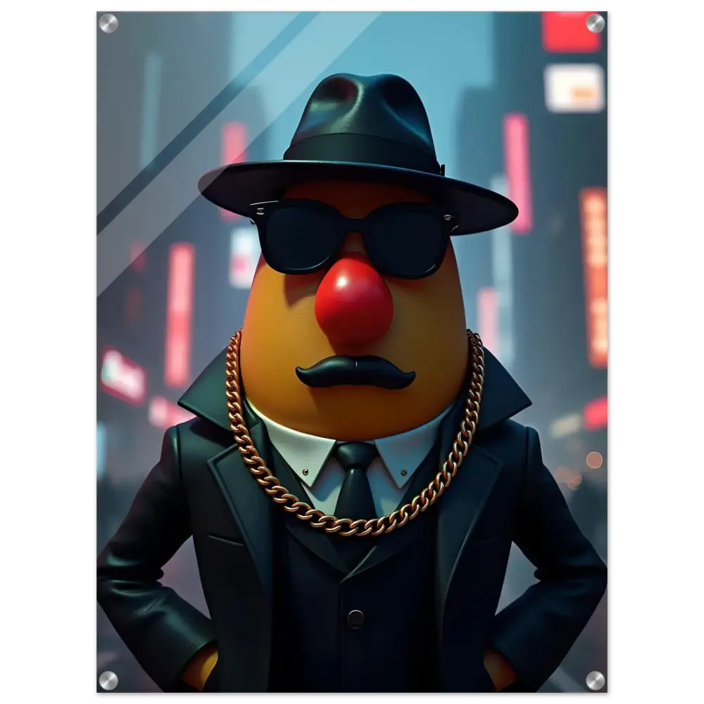 Gangster Mr. Potato Head acrylic wall art from PixiOnyx product display