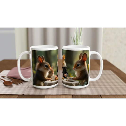 Two mugs with squirrel Tea Party design from Hamster High Tea Mug by PixiOnyx