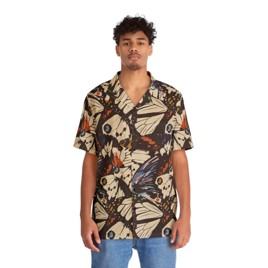 Butterfly-patterned short-sleeve Hawaiian shirt from PixiOnyx Tropical Apparel for men