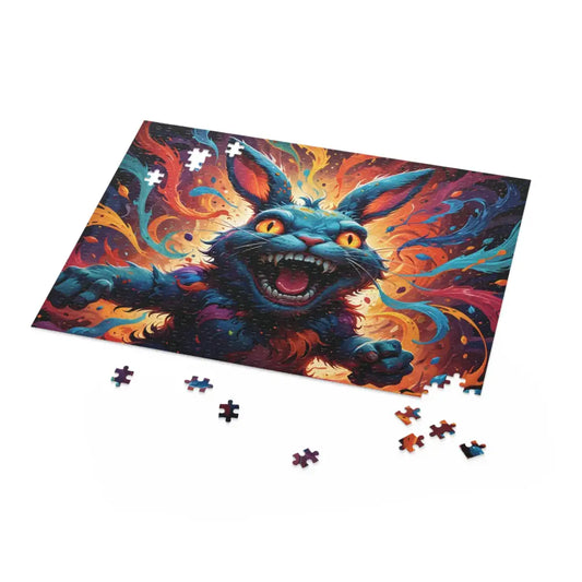 Colorful rabbit puzzle from Inferno Giggle Jigsaw Puzzle Psycho Cottontail Quartet PixiOnyx edition