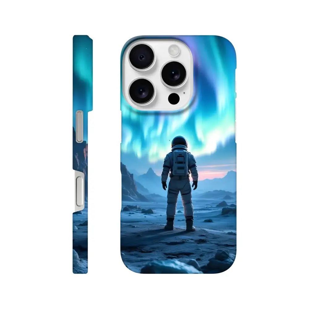 Astronaut-themed iPhone Slim Case with Aurora Design from PixiOnyx Stargaze Wrap
