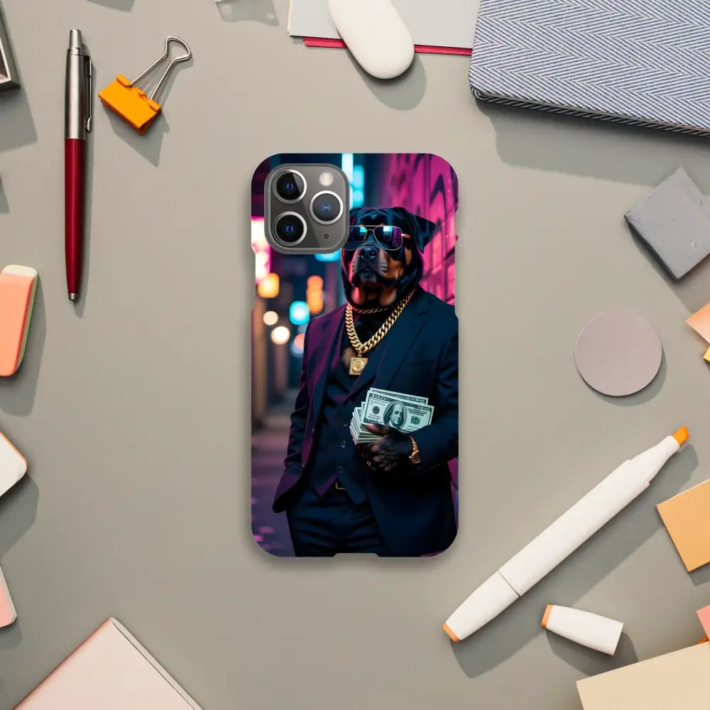 Stylish iPhone Slim Case featuring a dog in a suit for Kingpin K9 PixiOnyx Street Style