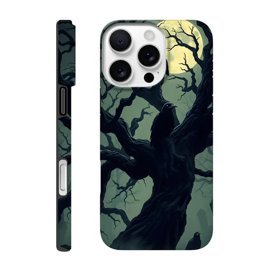 Raven-themed iPhone Tough Case featuring Gothic Watcher of the Crooked Moon design