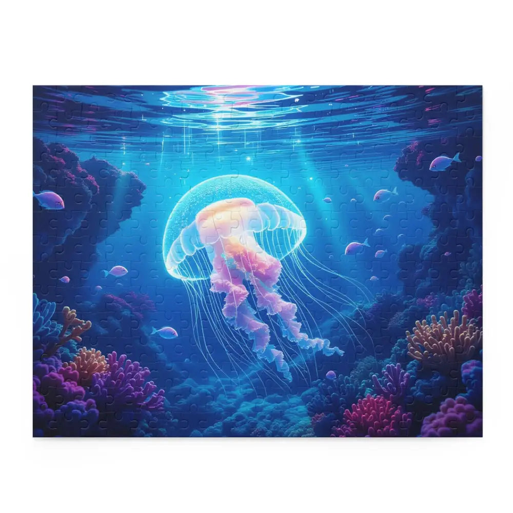 Jellyfish puzzle from PixiOnyx Lumen Depths Series glowing under water light