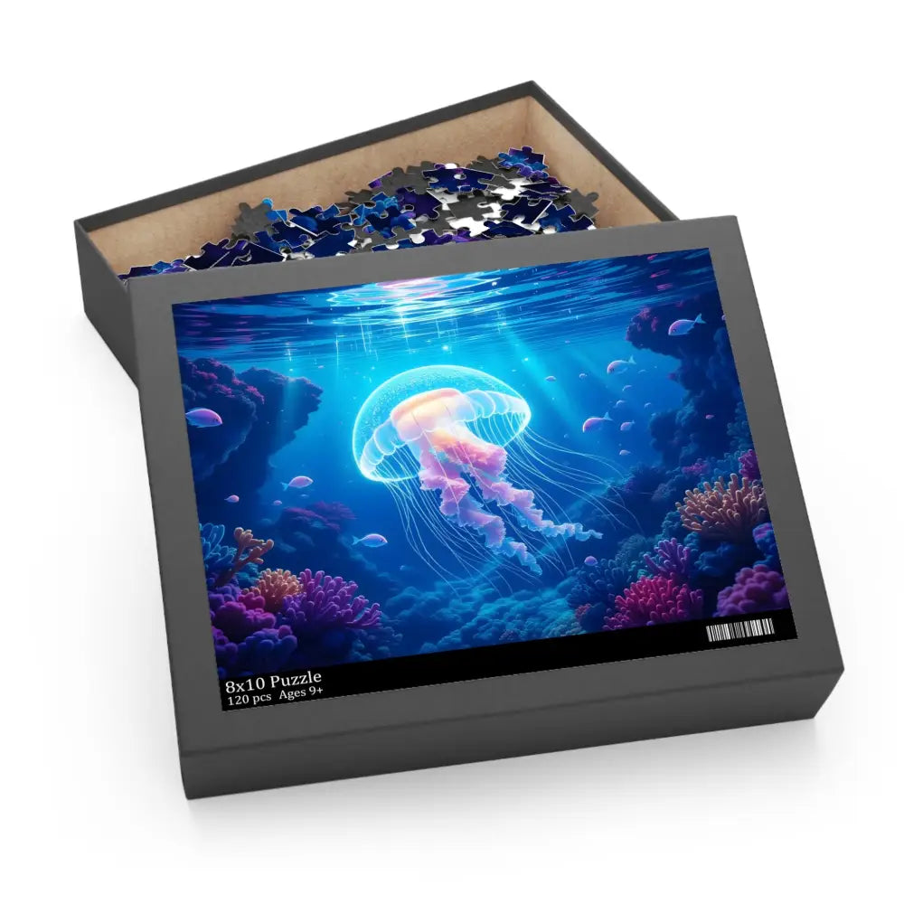 Jellyfish-themed jigsaw puzzle from PixiOnyx Lumen Depths Series Glowing Wanderer