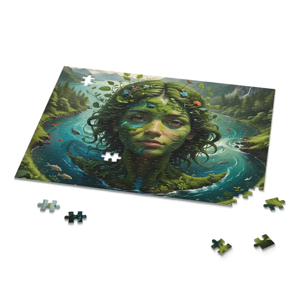 Nature-themed jigsaw puzzle from PixiOnyx Earthroot Reflection Series Green Goddess