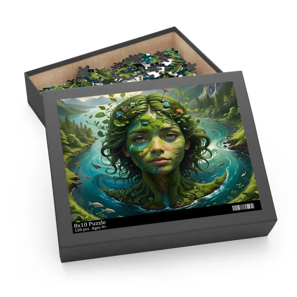 Puzzle box featuring a nature-themed portrait from PixiOnyx Earthroot Reflection Series