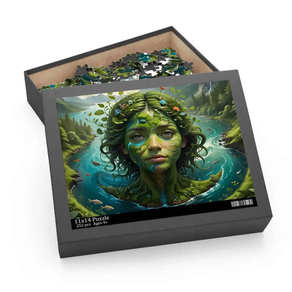 Puzzle box with lush nature-themed artwork from PixiOnyx Earthroot Reflection Series