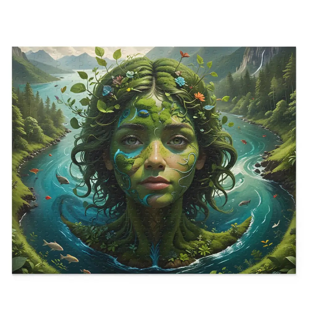 Nature goddess puzzle from PixiOnyx Earthroot Reflection Series featuring lush greenery