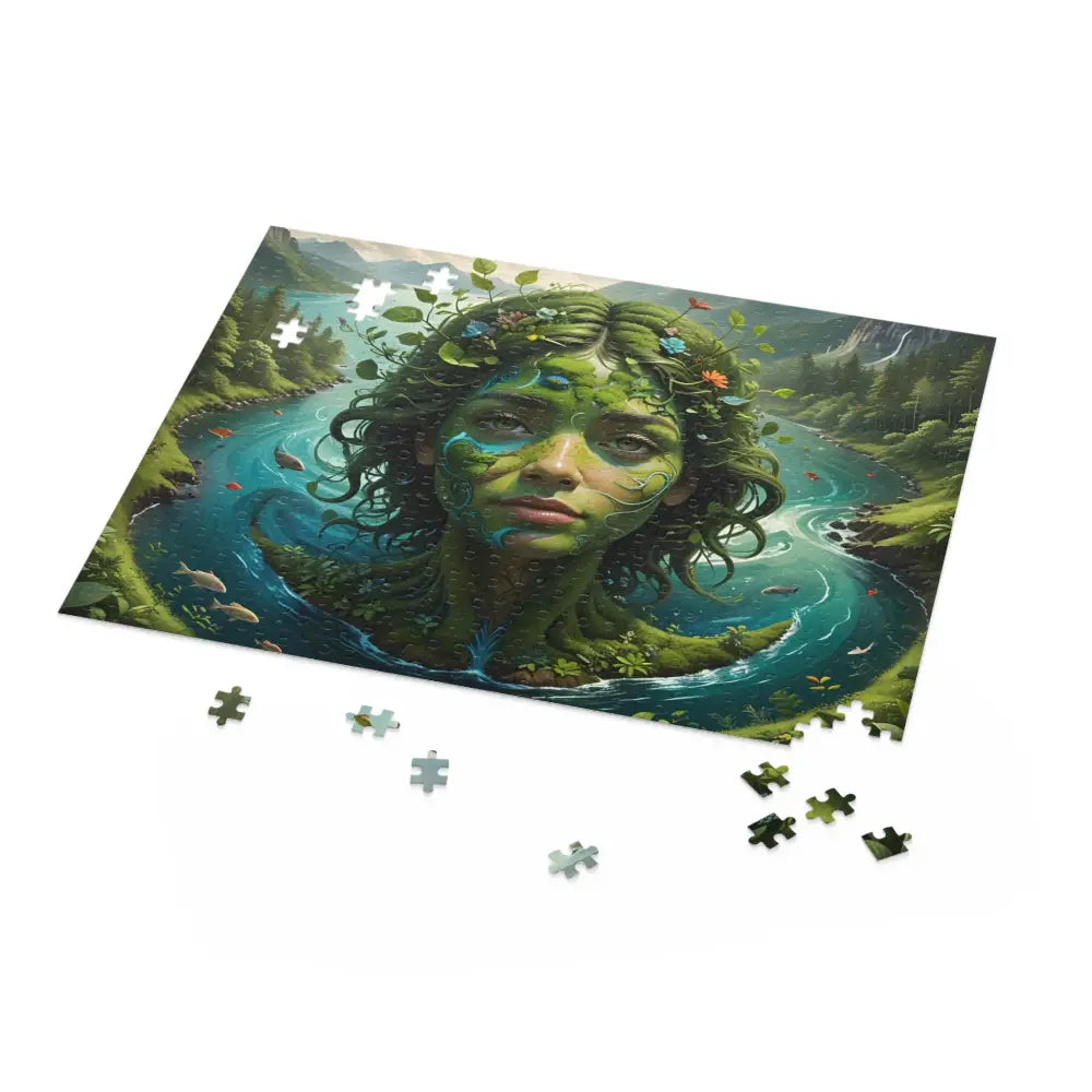 Nature-themed jigsaw puzzle from PixiOnyx Earthroot Reflection Series Green Goddess