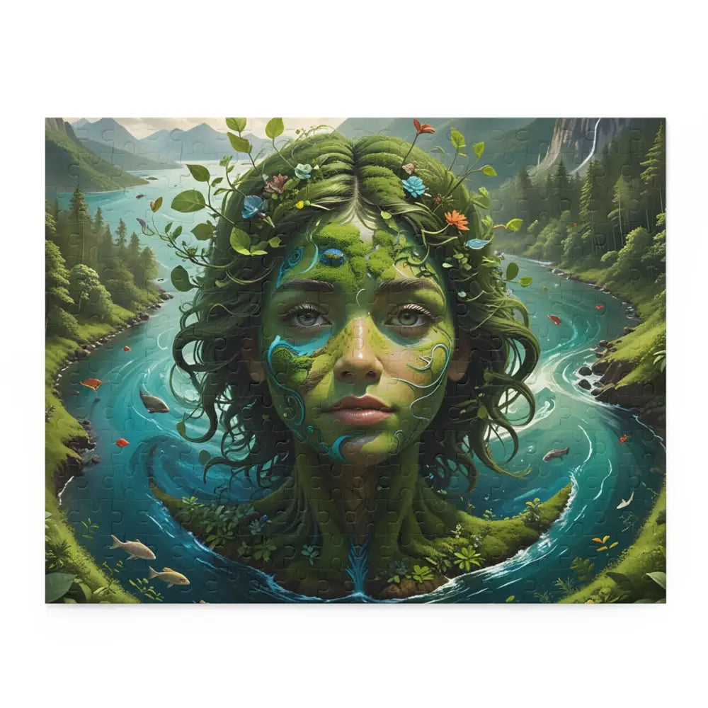 Nature-themed jigsaw puzzle from PixiOnyx Earthroot Reflection Series Green Goddess product