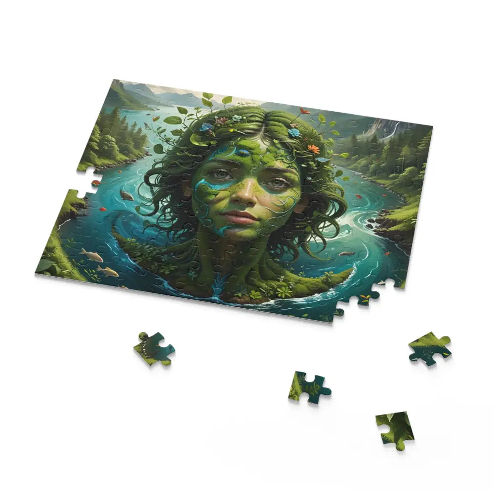 Nature-themed jigsaw puzzle from PixiOnyx Earthroot Reflection Series Green Goddess