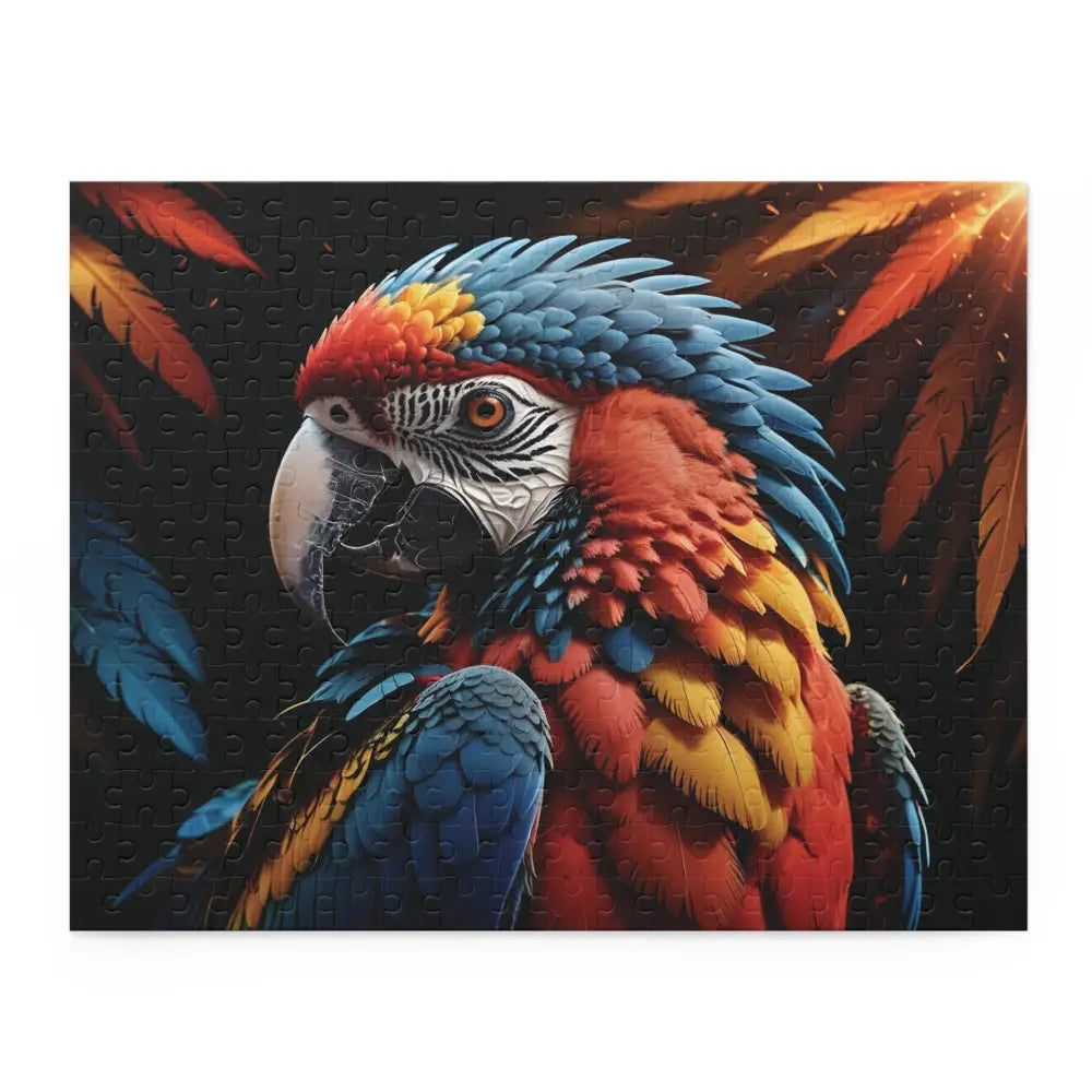 Colorful parrot jigsaw puzzle from Macaw Ascension PixiOnyx Tropical Dreamcore Collection