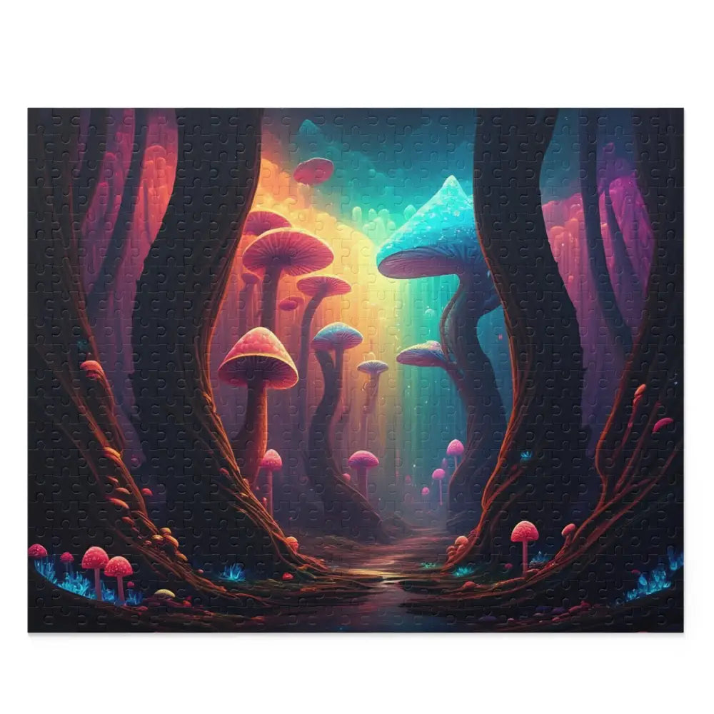Colorful mushroom forest jigsaw puzzle from PixiOnyx Psychedelic Grove Series