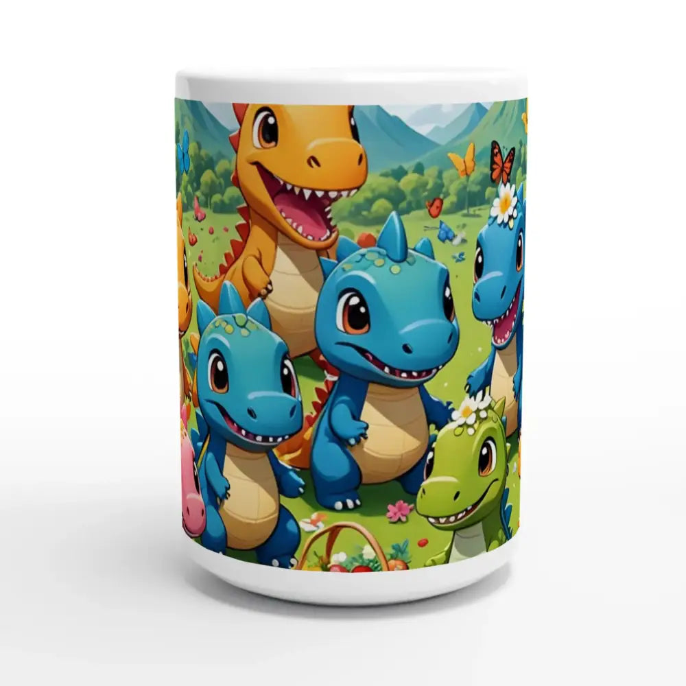 Dinosaur-themed ceramic mug with kawaii dinosaur design in Jurassic Joy Bloom collection
