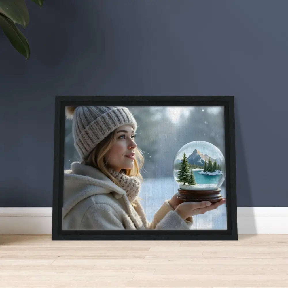 Framed winter scene wall art from Kept in Glass Surreal Canvas collection