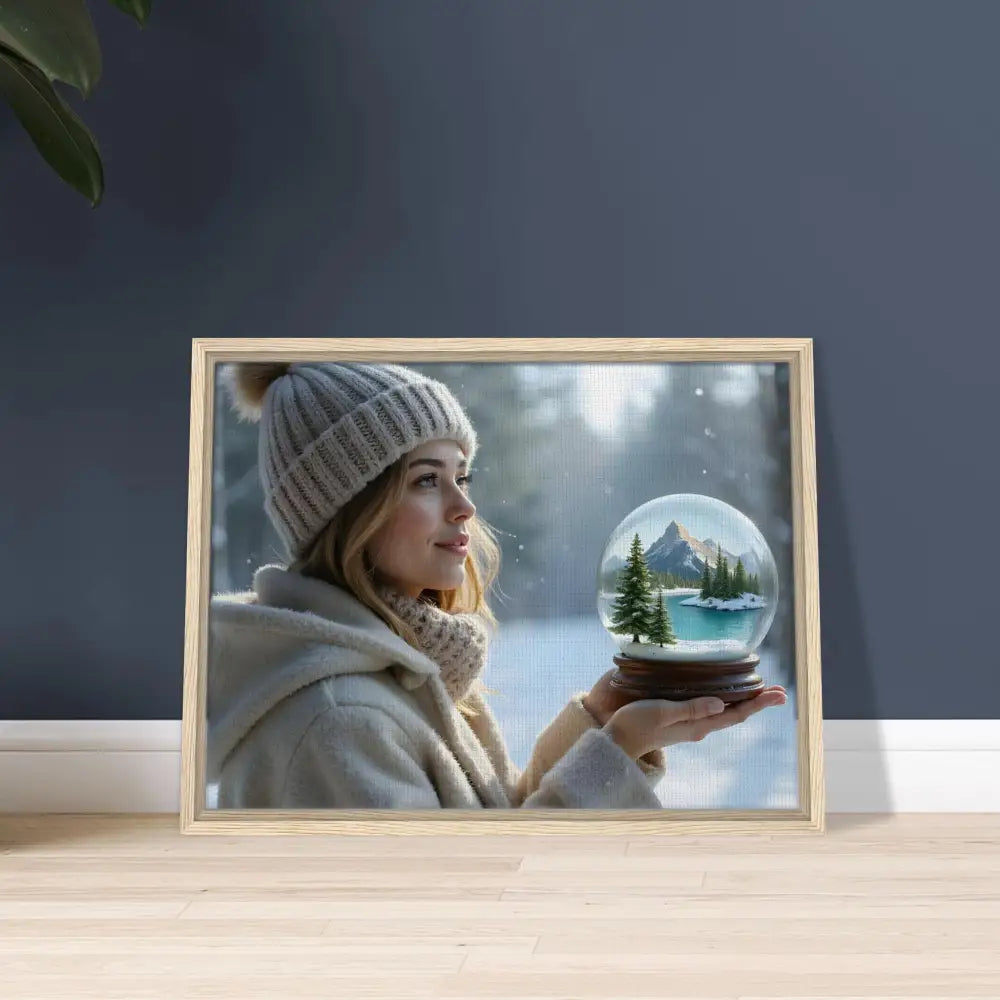 Framed winter scene artwork from Kept in Glass Surreal Canvas PixiOnyx Wall Art