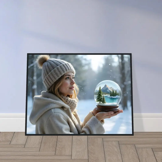 Framed winter scene print from Kept in Glass Winter Girl Art collection on PixiOnyx Matte Print