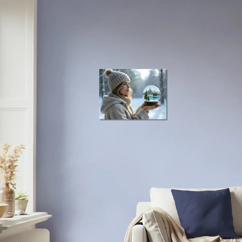 Framed surreal winter scene print featuring a winter girl artwork by PixiOnyx Fine Art