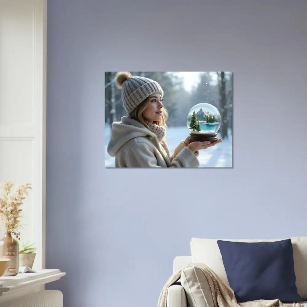 Winter scene snow globe from Kept in Glass Surreal Winter Girl Art by PixiOnyx