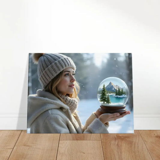 Winter-themed canvas print featuring a girl for PixiOnyx Surreal Wall Art
