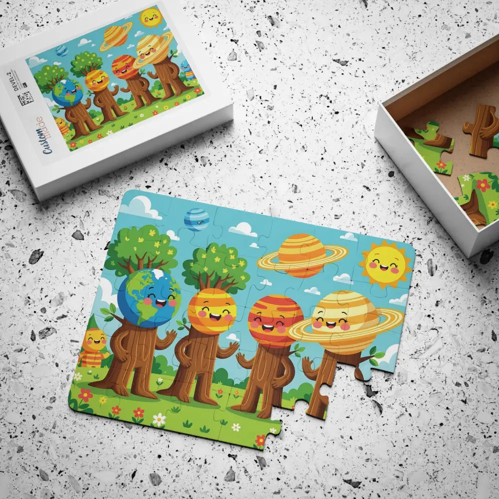 Colorful cartoon planet puzzle from Kids Jigsaw Puzzle Cosmic Tree Friends series