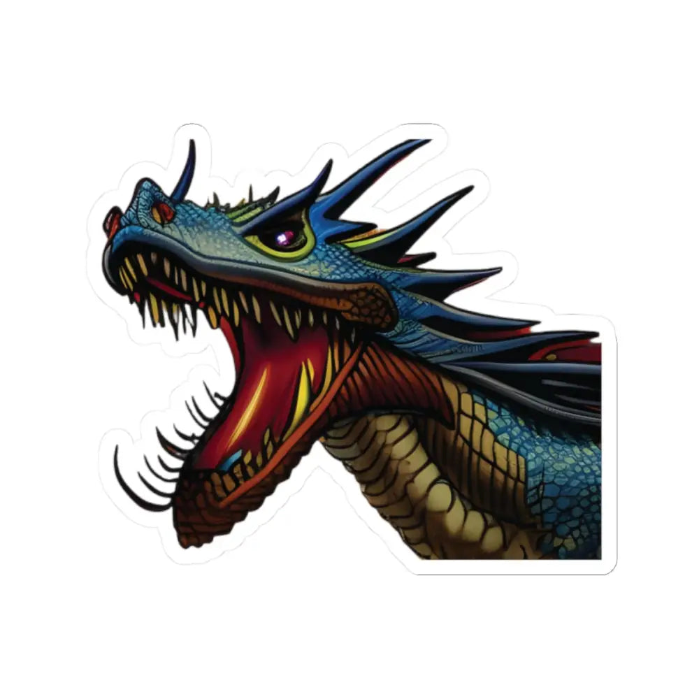Roaring blue dragon Kiss-Cut Sticker from PixiOnyx Fantasy Flame Decal