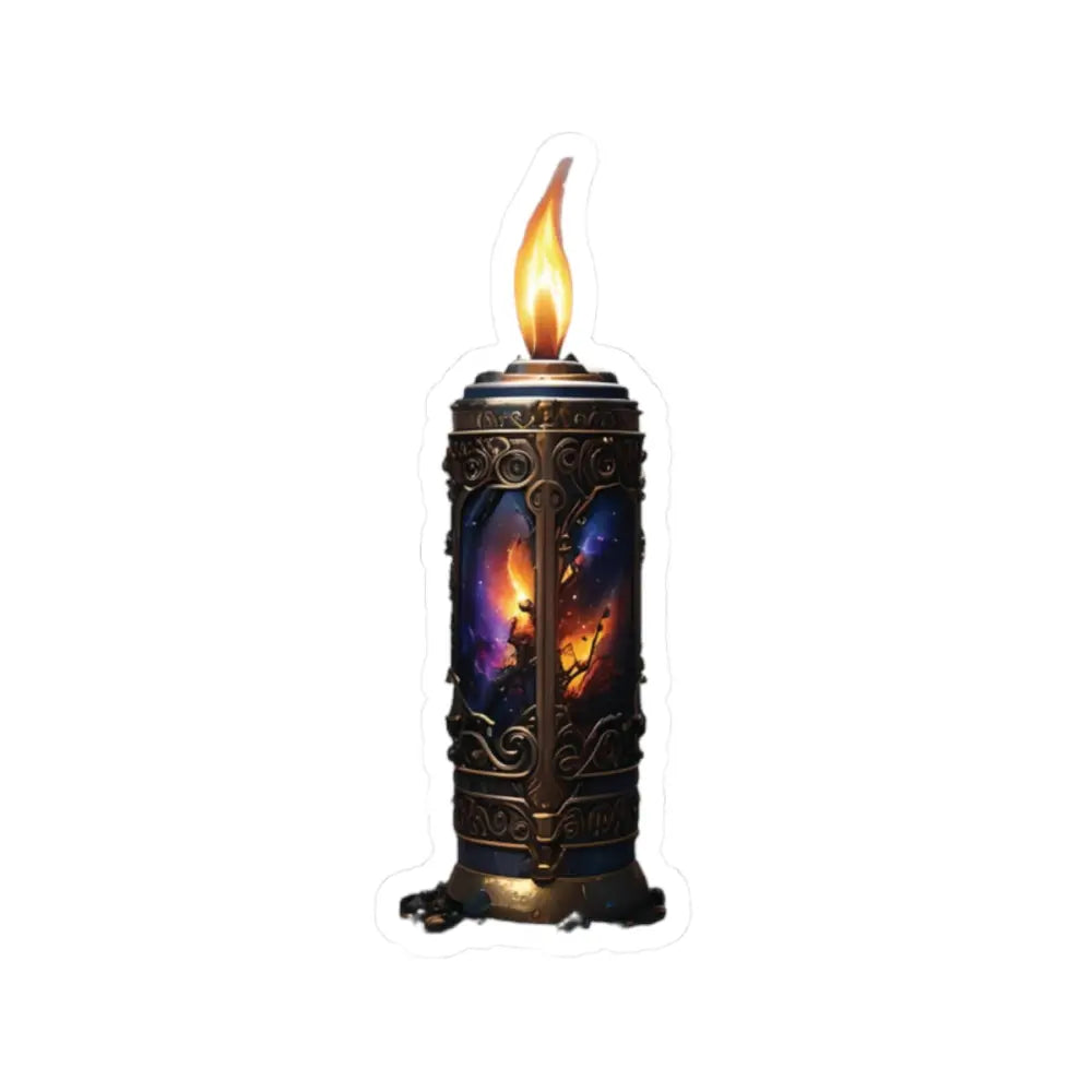 Ornate candle featuring a celestial scene on PixiOnyx Cosmic Accessory Kiss-Cut Sticker