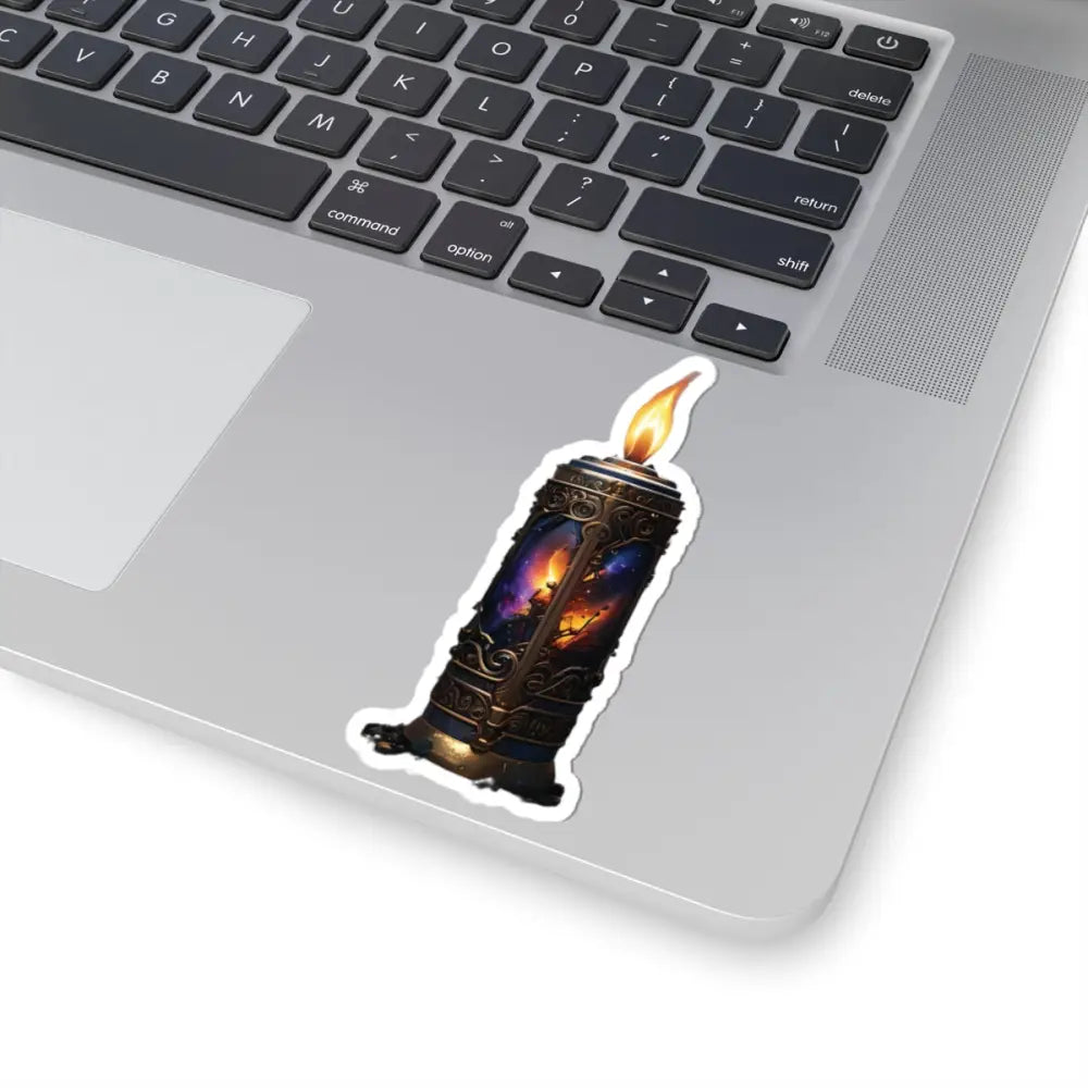 Ornate candle sticker with a fantasy scene from Kiss-Cut Sticker Galactic Flame by PixiOnyx