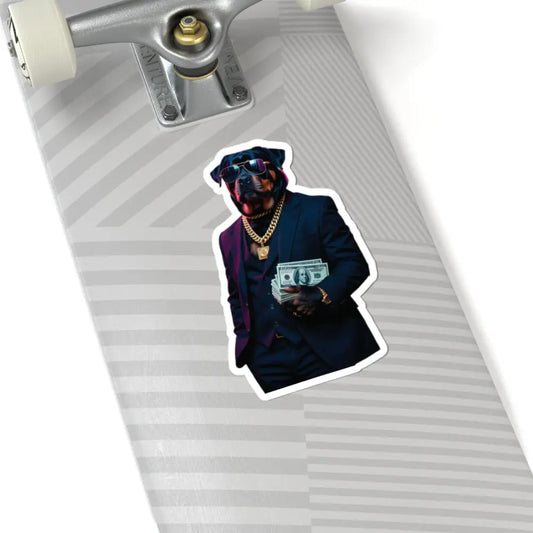Rottweiler dog sticker in suit holding money from Kiss-Cut Sticker Kingpin K9 PixiOnyx