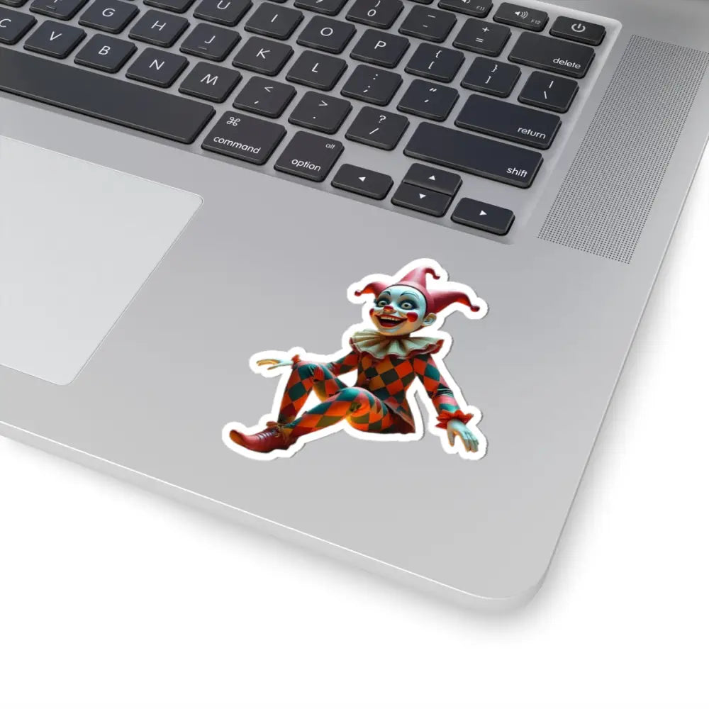 Creepy harlequin sticker from PixiOnyx Absurdist Circus Series Kiss-Cut Sticker collection