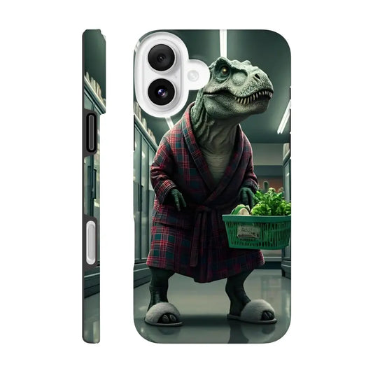 Phone case with dinosaur in robe for iPhone featuring prehistoric protection from PixiOnyx