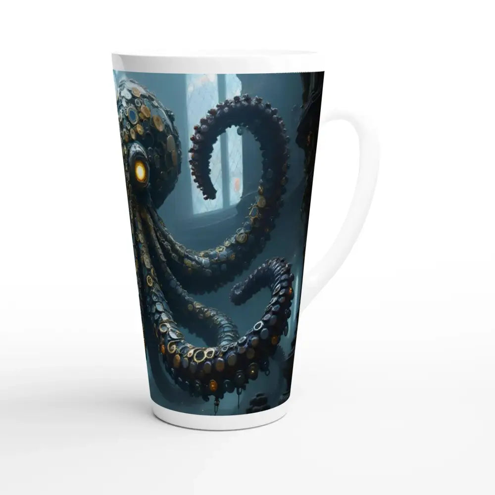 Latte mug with steampunk octopus design from PixiOnyx Cathedral Horror Caffeine Chalice
