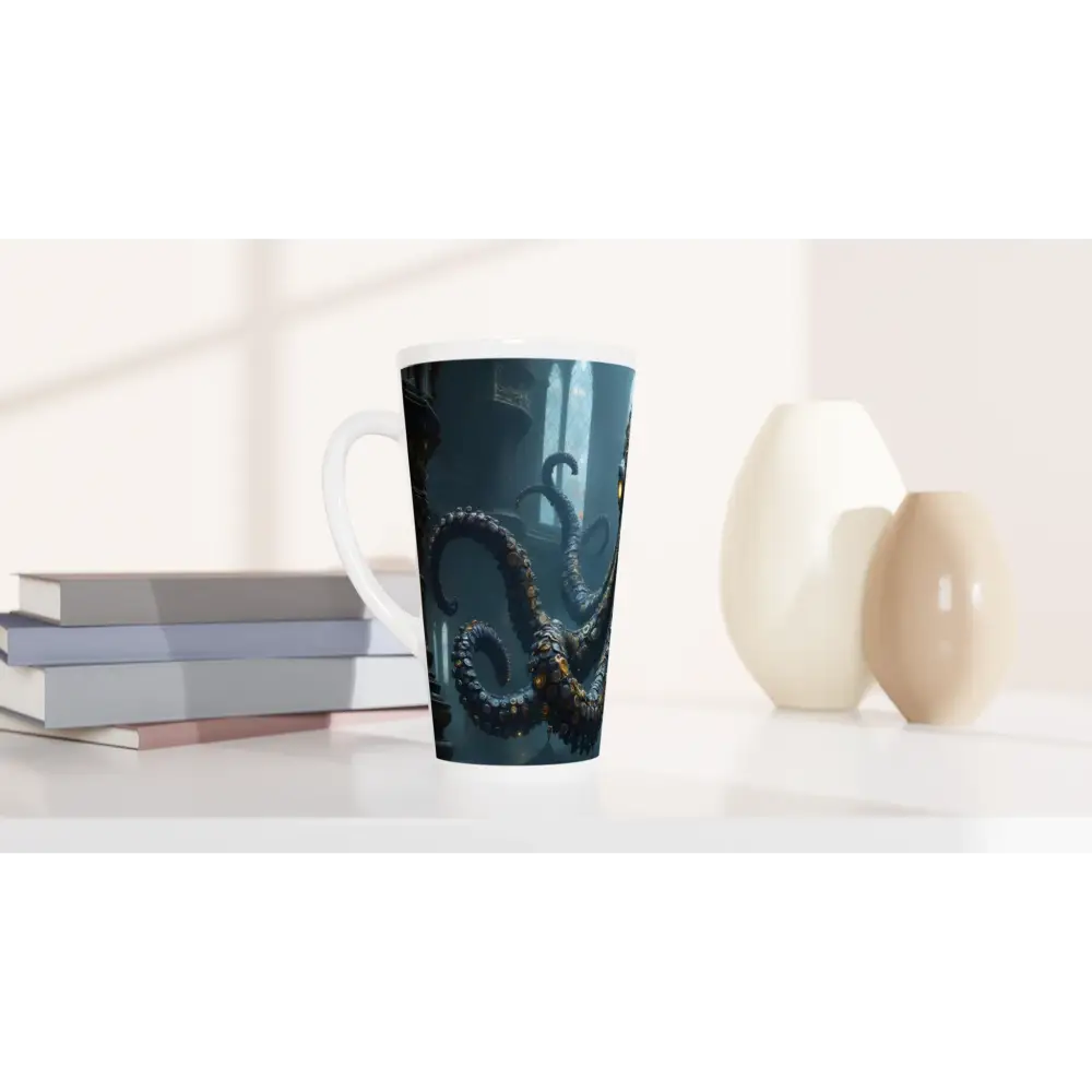 Octopus-themed tall mug from Latte Mug Clocktopus PixiOnyx Cathedral Horror Caffeine Chalice